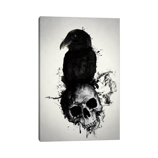 Raven and Skull by Nicklas Gustafsson - Graphic Art Print on Canvas Happy Larry Size: 101.6cm H x 66.04cm W x 3.81cm D, Format: Wrapped Canvas on Productcaster.