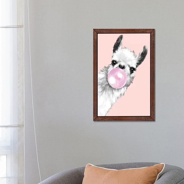 Sneaky Llama Blowing Bubble Gum by Big Nose Work - Graphic Art Print on Canvas Happy Larry Size: 66.04cm H x 45.72cm W x 3.81cm D, Format: Brown Float on Productcaster.