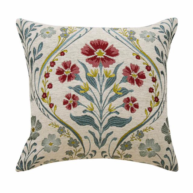 Alaaya Polyester Floral Square Scatter Cushion with Filling Marlow Home Co. Colour: Beige/Teal/Red on Productcaster.