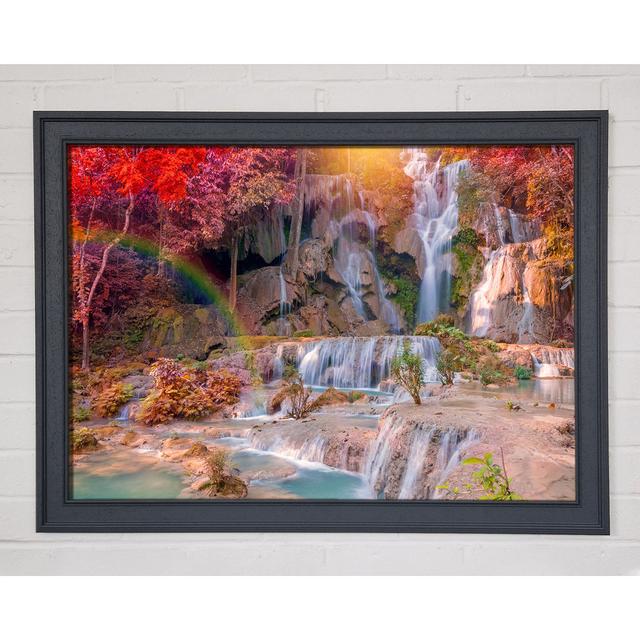 Rainbow Waterfall Woods - Print Union Rustic Format: Grey Framed Paper, Size: 84.1cm H x 118.9cm W x 1.5cm D on Productcaster.