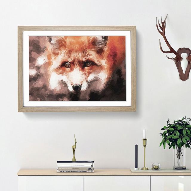 Curious Fox in Abstract - Picture Frame Graphic Art Print East Urban Home Frame Option: Oak Framed, Size: 62cm H x 87cm W x 2cm D on Productcaster.