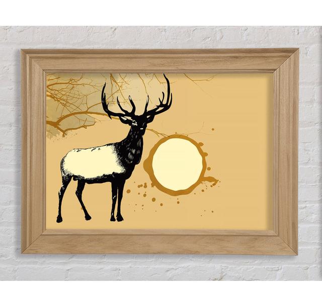 Stag In The Golden Suna Framed Print Union Rustic Size: 84.1cm H x 118.9cm W x 3.4cm D, Format: Bronze Framed Paper on Productcaster.