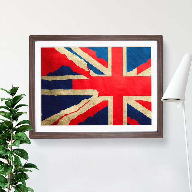 Modern Union Jack Flag Vol.1 - Picture Frame Graphic Art 17 Stories Size: 46cm H x 64cm W x 2cm D, Frame Colour: Walnut on Productcaster.