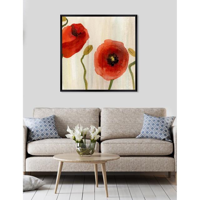 Red Flowers II - Painting Print East Urban Home Size: 91cm H x 91cm W x 1cm D, Format: Framed on Productcaster.