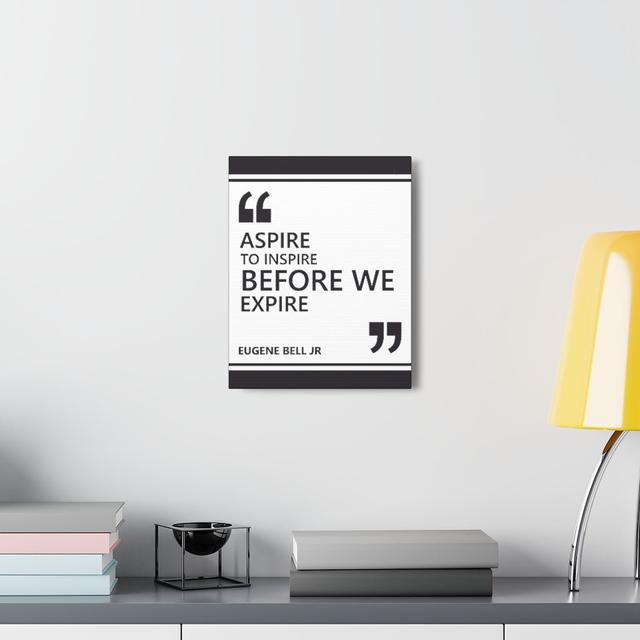 Aspire to Inspire - Wrapped Canvas Typography Blue Elephant Size: 41cm H x 30cm W on Productcaster.