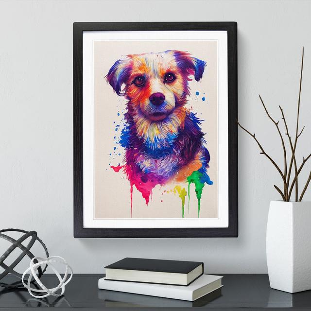 Colourful Dog Painted - Picture Frame Graphic Art 17 Stories Frame Colour: Black, Size: 64cm H x 46cm W on Productcaster.