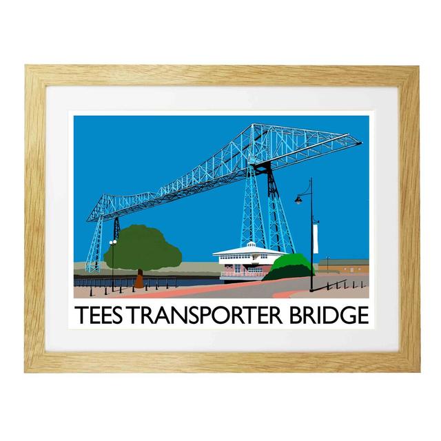 Tees Transporter Bridge by Richard O'Neil - Graphic Art Print on Paper East Urban Home Format: Oak Wood Frame, Size: 44 cm H x 54 cm W x 2.2 cm D on Productcaster.