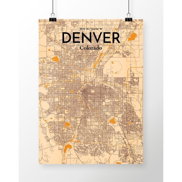 Denver City Map - No Frame Print East Urban Home Size: 43.2cm H x 27.9cm W x 0.1cm D on Productcaster.