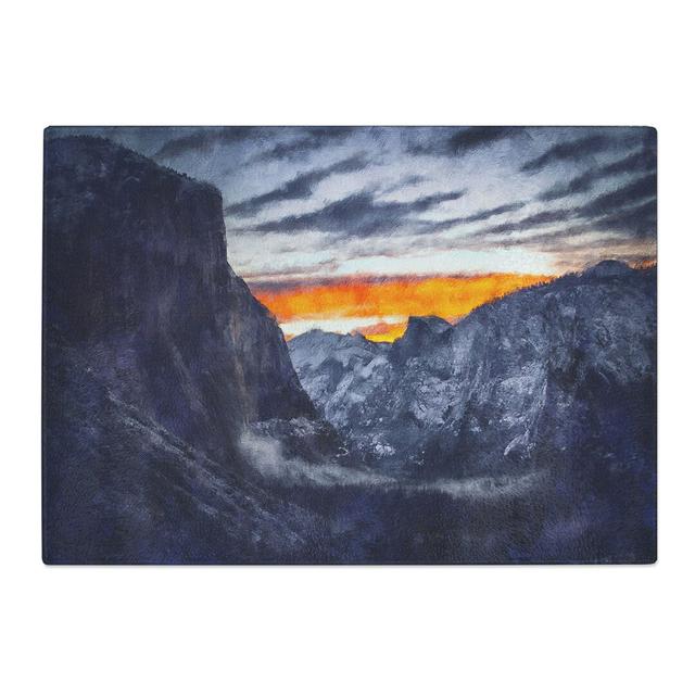 Tempered Glass Sunset over Yosemite Chopping Board East Urban Home Size: 20 cm x 28.5 cm on Productcaster.