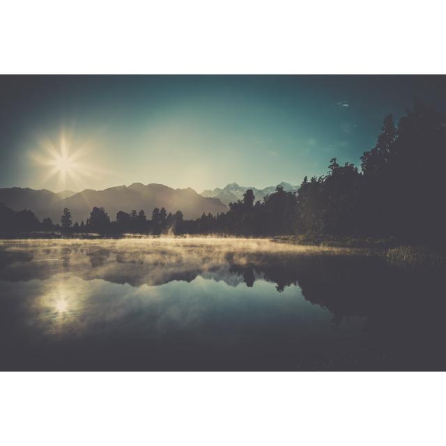 Lake Matheson Nature Panorama At Sunrise by Onfokus - No Frame Art Prints on Canvas Alpen Home Size: 81cm H x 122cm W on Productcaster.