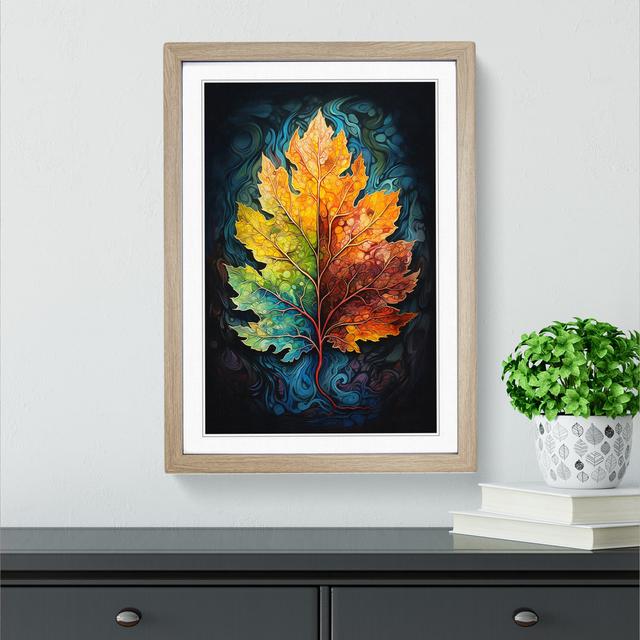 Leaf Romanticism - Single Picture Frame Print on Wood Marlow Home Co. Size: 46cm H x 34cm W x 2cm D, Format: Oak on Productcaster.