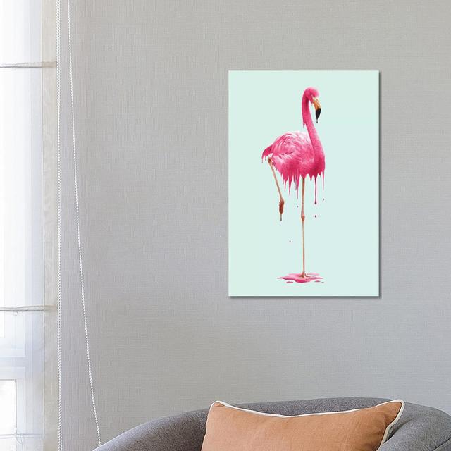 Melting Flamingo by Jonas Loose - Wrapped Canvas Art Prints Pergo Classics Size: 66.04cm H x 66.04cm W x 3.81cm D on Productcaster.