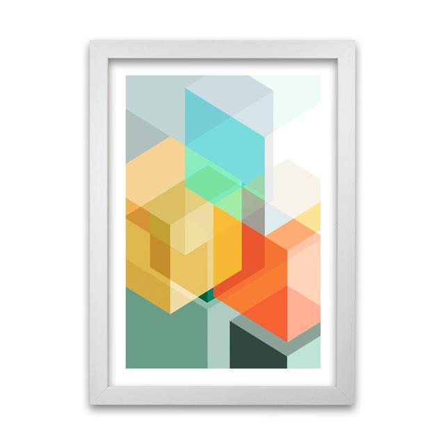 Abstract Colourful Cubes Original - Print on Canvas Norden Home Size: 42cm H x 30cm W x 3cm D, Frame Option: White Frame on Productcaster.