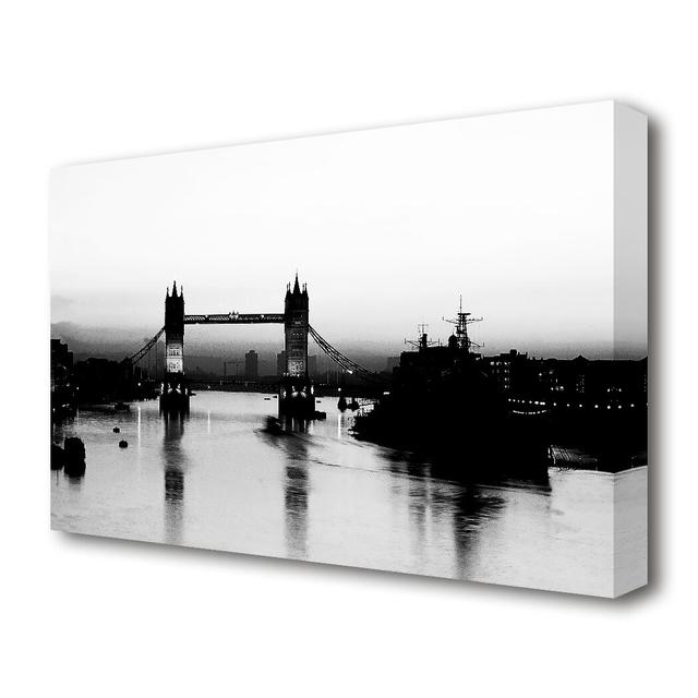 London Bridge Black and White - Wrapped Canvas Photograph Printq East Urban Home Size: 81.3 cm H x 121.9 cm W on Productcaster.