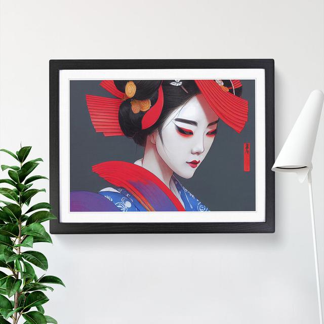 Sensational Geisha - Picture Frame Graphic Art Marlow Home Co. Frame Colour: Black , Size: 46cm H x 64cm W x 2cm D on Productcaster.