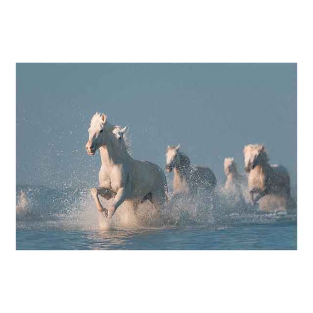 White Horses 2.25m x 336cm Textured Matt Self-Adhesive Wall Mural East Urban Home on Productcaster.