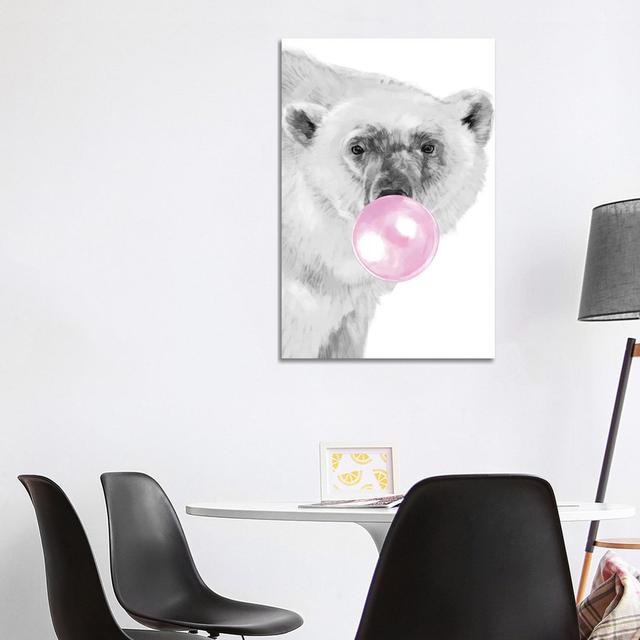 Bubble Gum Polar Bear by Big Nose Work - Wrapped Canvas Graphic Art Happy Larry Size: 101.6cm H x 66.04cm W x 1.91cm D on Productcaster.