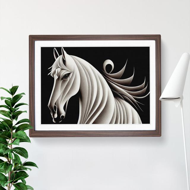 Graceful Horse Abstract - Single Picture Frame Print Natur Pur Format: Walnut Framed, Size: 34cm H x 46cm W x 2cm D on Productcaster.