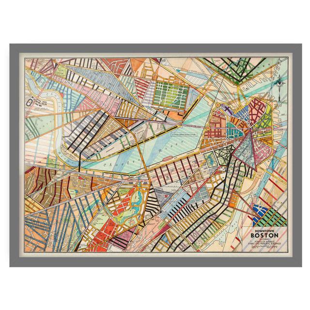 Modern Map of Boston - Picture Frame Graphic Art Ebern Designs Size: 40cm H x 55cm W x 2cm D, Frame Option: Grey Framed on Productcaster.