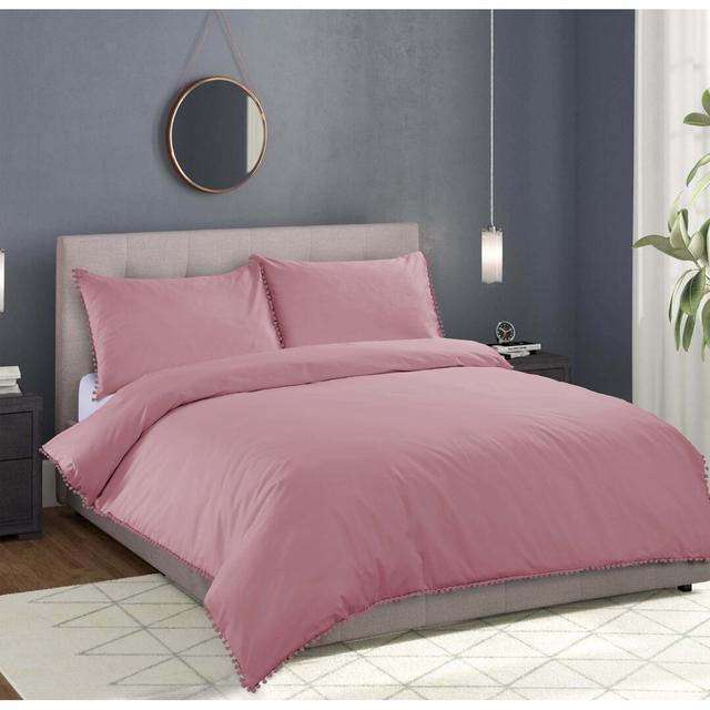 Clairville Solid Colour Duvet Cover Set with Pillowcases World Menagerie Colour: Blush, Size: Double - 2 Standard Pillowcases on Productcaster.