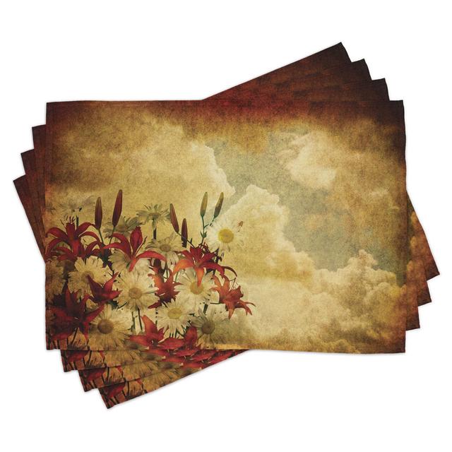 Place Mats Set of 4, Retro Flower Chamomile, Tan Orange (Set of 4) East Urban Home on Productcaster.