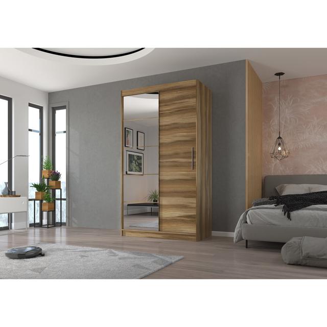 McKeesport 1 Door Sliding Wardrobe Latitude Run Size: 215cm H x 120cm W x 59cm D, Finish: Rustic Brown on Productcaster.