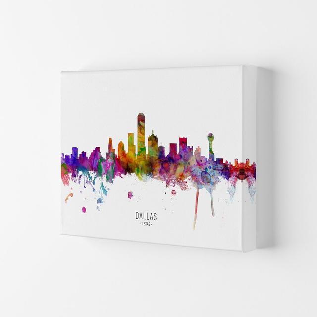 Dallas Texas Skyline by Michael Tompsett - Print Ebern Designs Format: Wrapped Canvas, Size: 21cm H x 29.7cm W x 4cm D on Productcaster.