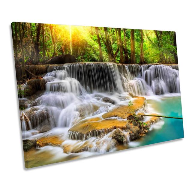 Paradise Waterfall Forest - Wrapped Canvas Art Prints Union Rustic Size: 50.8cm H x 76.2cm W on Productcaster.