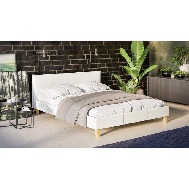 Poirier Upholstered Bed Frame with Mattress Ophelia & Co. Colour: White, Size: 160 x 200cm on Productcaster.