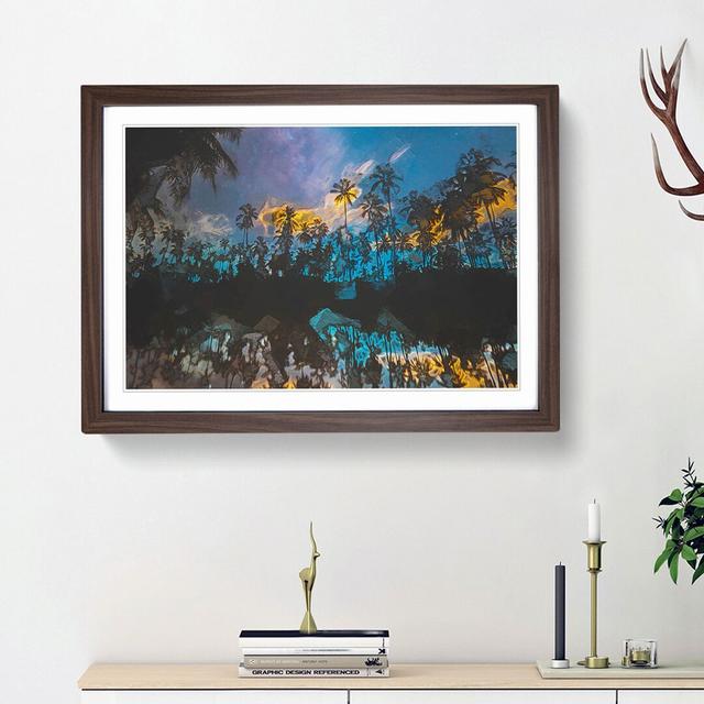 Palm Tree Reflection in the Maldives in Abstract - Picture Frame Graphic Art Print East Urban Home Frame Option: Walnut Framed, Size: 36cm H x 48cm W on Productcaster.