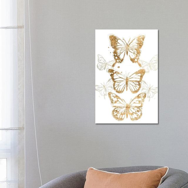 Gold Butterfly Contours I by June Erica Vess - Wrapped Canvas Graphic Art Brambly Cottage Size: 66.04cm H x 45.72cm W x 3.81cm D on Productcaster.