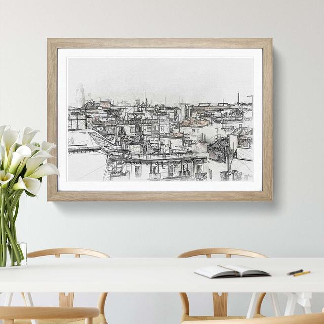 Rooftops in Barcelona Spain in Abstract - Picture Frame Graphic Art Print East Urban Home Size: 40cm H x 60cm W x 2cm D, Frame Option: Oak on Productcaster.