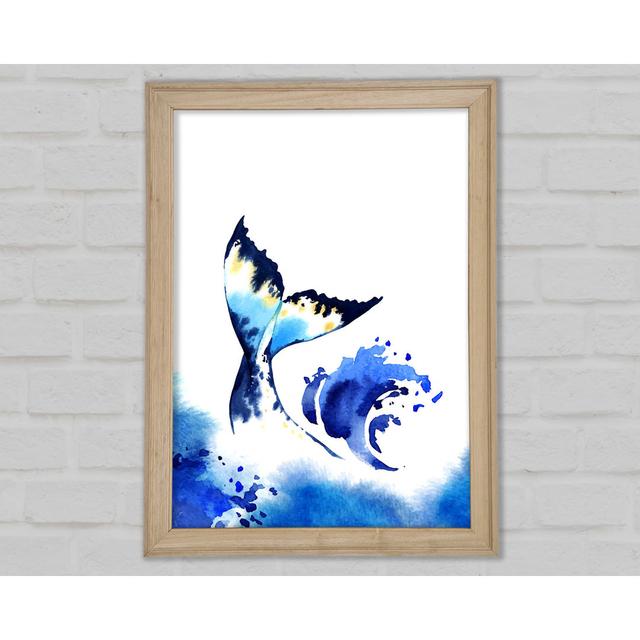 Blue Whale Tail Framed Print Wall Art House of Hampton Size: 21cm H x 29.7cm W x 1.5cm D, Format: Natural Framed Paper on Productcaster.