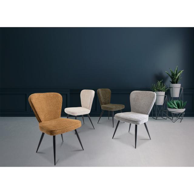 Iowa Upholstered Dining Chair George Oliver Leg Colour: Black, Upholstery Colour: Grey on Productcaster.