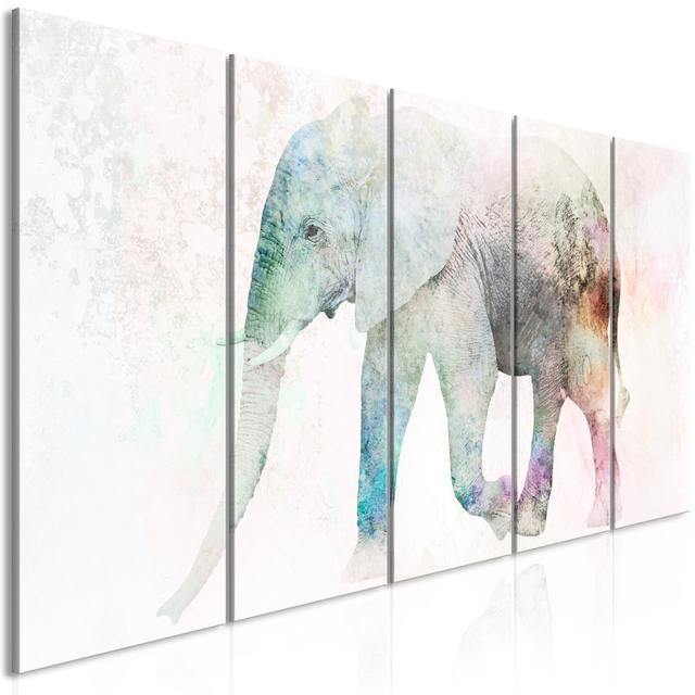 5-tlg. Leinwandbilder-Set Painted Elephant BohoLiving Größe: 90 cm H x 225 cm B on Productcaster.