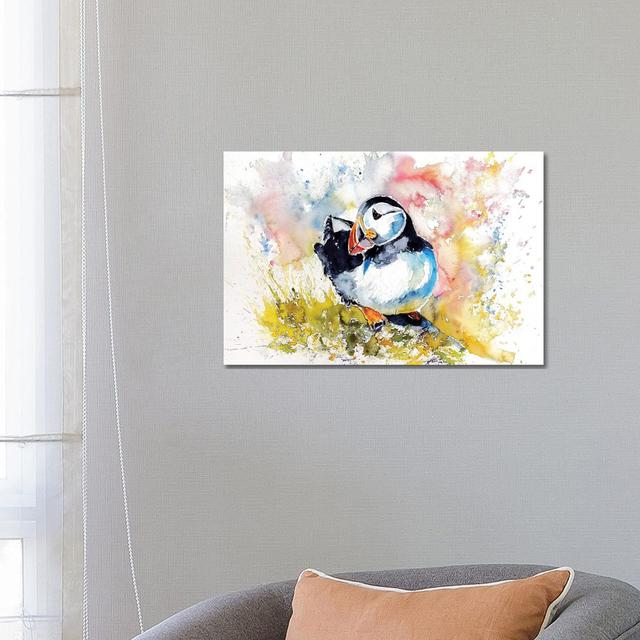 Puffin On Stone by Anna Brigitta Kovacs - Wrapped Canvas Print Rosalind Wheeler Size: 45.72cm H x 66.04cm W x 1.91cm D on Productcaster.