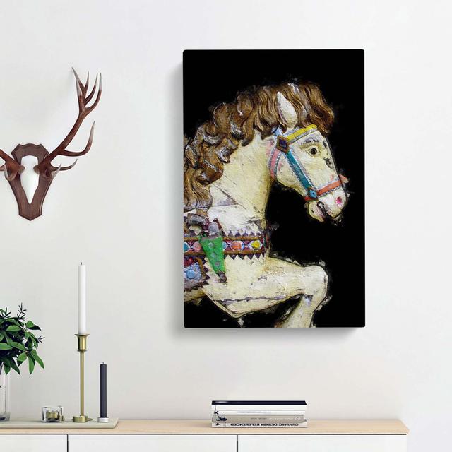 Vintage Rocking Horse in Abstract - Wrapped Canvas Painting Print East Urban Home Size: 76cm H x 50cm W x 3cm D on Productcaster.