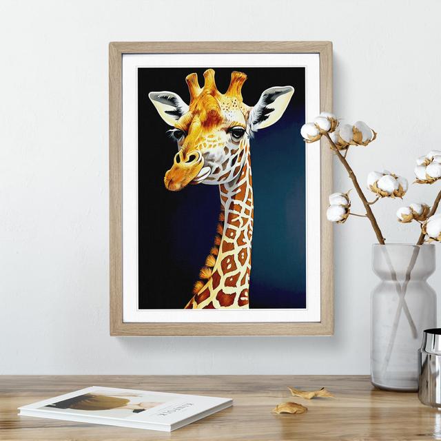 Amazing Giraffe - Picture Frame Graphic Art World Menagerie Size: 34cm H x 25cm W x 2cm D, Frame Colour: Oak on Productcaster.