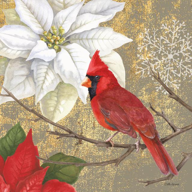 Winter Birds Cardinal Collage by Beth Grove - Wrapped Canvas Painting The Seasonal Aisle Size: 76cm H x 76cm W x 3.8cm D on Productcaster.