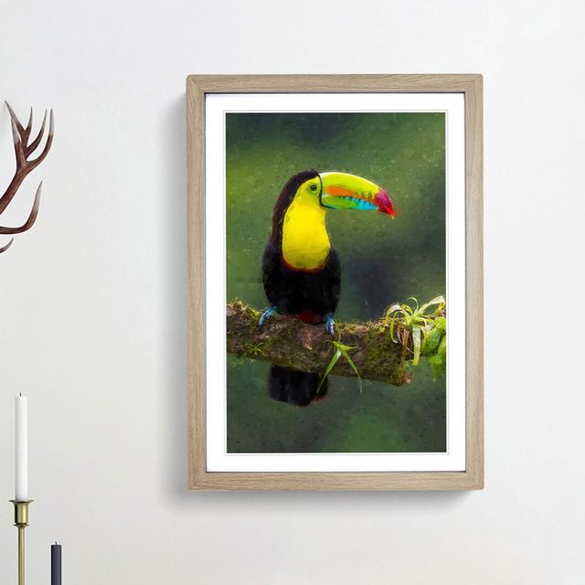 Resting Toucan in Abstract - Picture Frame Graphic Art Print East Urban Home Frame Option: Oak Framed, Size: 65cm H x 48cm W x 2cm D on Productcaster.