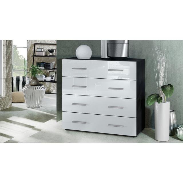 Mazur 4 Drawer 76Cm W Chest of Drawers Metro Lane Colour: Black/White on Productcaster.