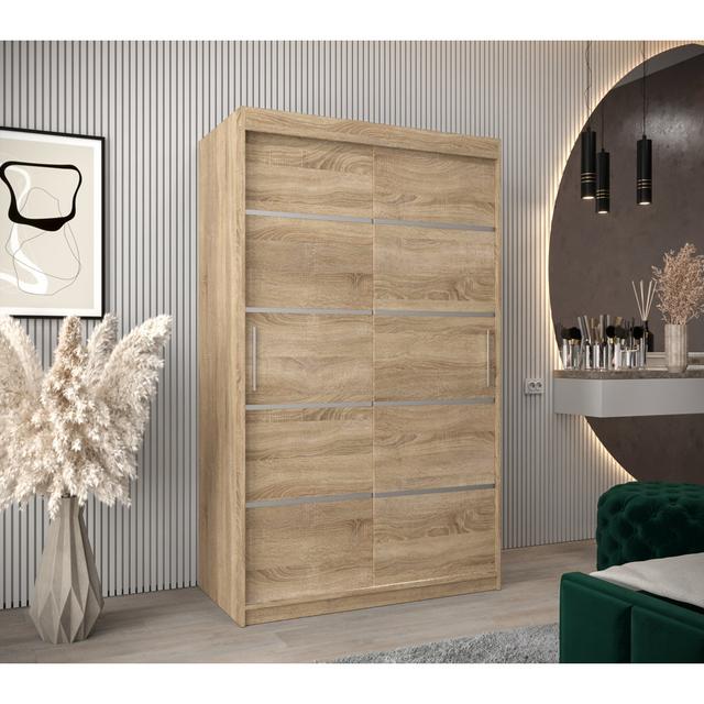 Drehtürenschrank Dzerun Wade Logan Maße: 200 cm H x 120 cm B, Farbe: Beige on Productcaster.