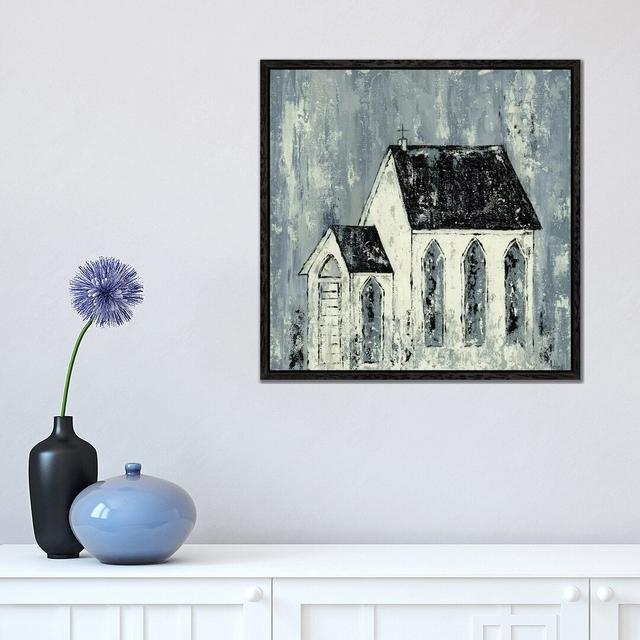 Blue Church by Ashley Bradley - Painting on Canvas 17 Stories Format: Black Framed Canvas, Size: 45.72cm H x 45.72cm W x 3.81cm D on Productcaster.