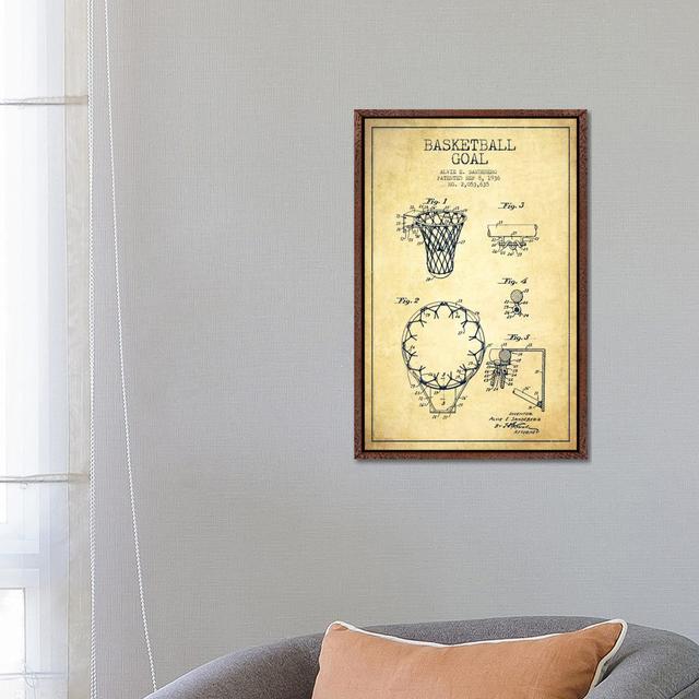 Basketball Goal Vintage Patent Blueprint by Aged Pixel - Gallery-Wrapped Canvas Giclée on Canvas Trent Austin Design Size: 66.04cm H x 45.72cm W, Form on Productcaster.