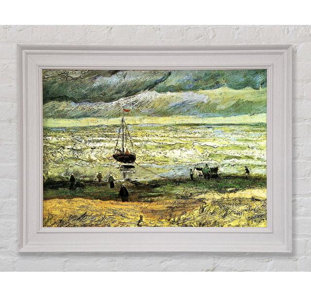 Gerahmtes Leinwandbild Scheveningen Beach In Stormy von Van Gogh Longshore Tides Größe: 59,7 cm H x 84,1 cm B x 8 cm T, Format: Poster mit weißem Rahm on Productcaster.