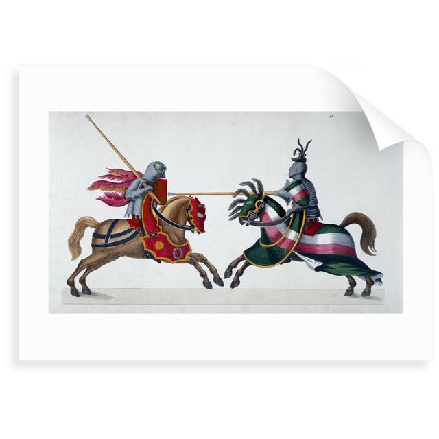 'Two Knights Jousting at a Tournament' Painting Marlow Home Co. Size: 70cm H x 100cm W x 0.2cm D, Format: Unframed Paper on Productcaster.