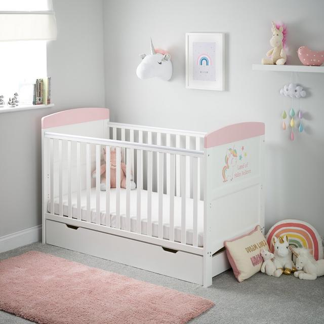 Grace Inspire Cot Bed & Underdrawer - Unicorn Obaby on Productcaster.