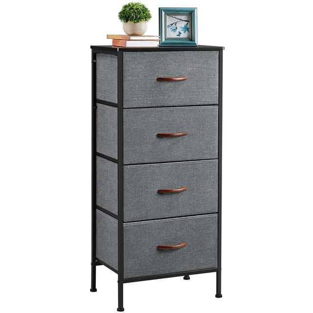 4 Drawer 45Cm W Chest Of Drawers Yaheetech Frame Colour: Black, Colour: Dark Grey on Productcaster.