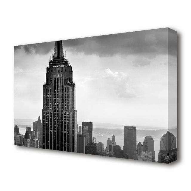 Empire State Building Black and White - Wrapped Canvas Photograph Print East Urban Home Size: 66 cm H x 101.6 cm W x 4.4cm D on Productcaster.