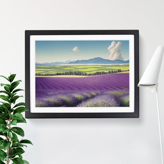 Evolving Lavender Flower Field - Floater Frame Painting ClassicLiving Frame Colour: Black, Size: 34cm H x 46cm W x 2cm D on Productcaster.